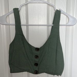 Princess Polly size 6 tank crop top. Olive/army green and a zipper on the side